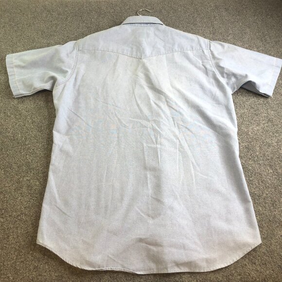 Carhartt Pearl Snap Shirt Mens Large 16 16.5 Blue Chambray Work USA Made Vintage - Picture 8 of 10